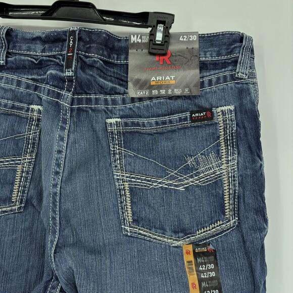 NEW Ariat FR M4 Relaxed Boot Cut Jeans 42x30 Flame Resistant CAT 2 Work Glacier - Picture 7 of 9